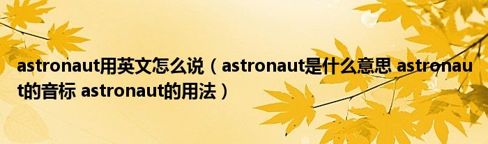 [astronaut怎么读音]astronaut怎么读音标